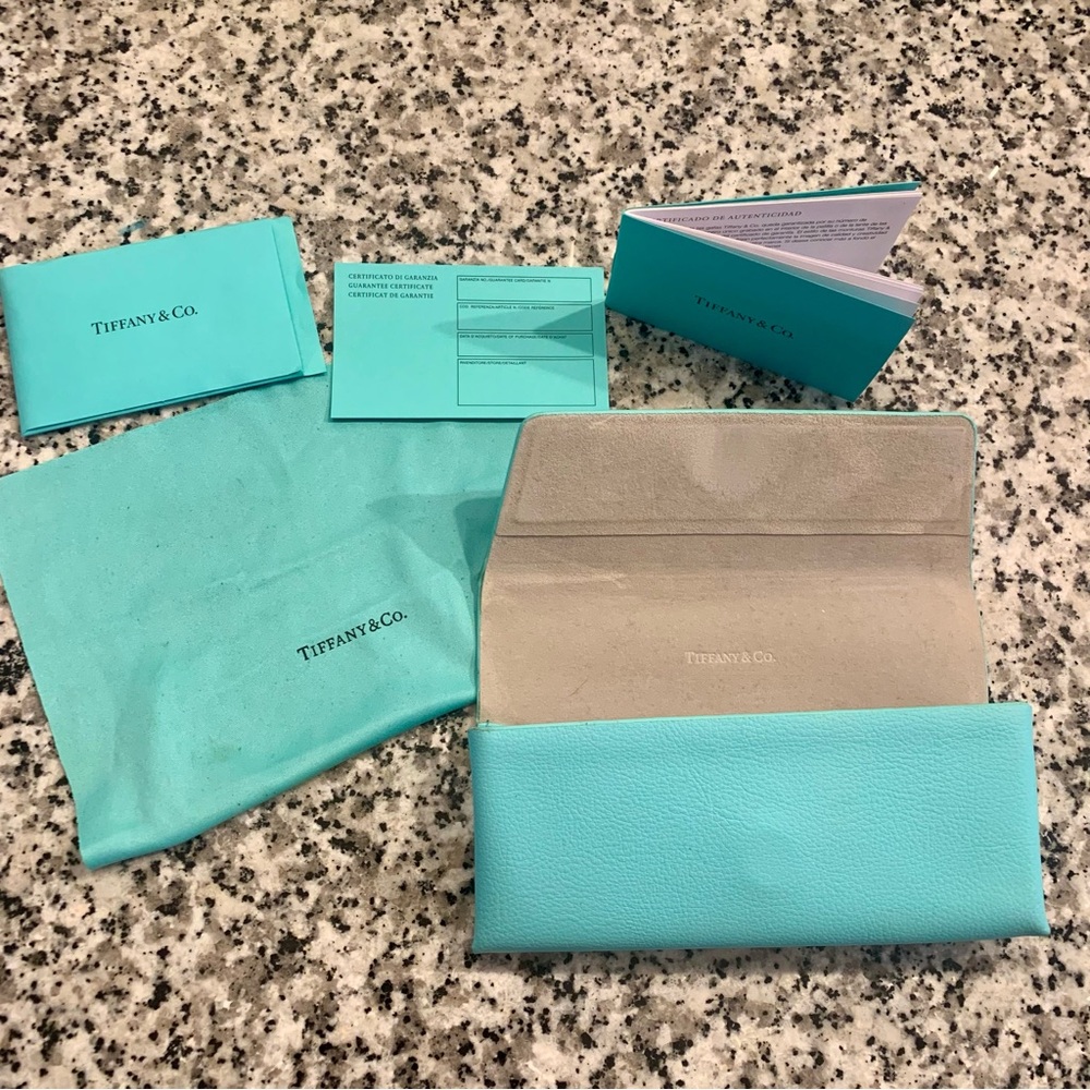 Tiffany & Co. Authentic Blue Leather Eyewear Glasses Sunglasses Case - Picture 2 of 5